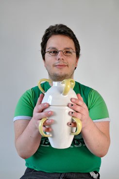 Michael Poggemann with the vase of surprises