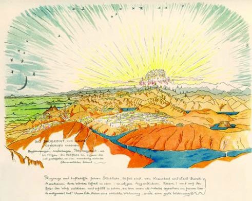 Bruno Taut, Alpine Architektur, Blatt 17, Baugebiet, Hagen 1919, vollständig einsehbar unter: http://goobipr2.uni-weimar.de/viewer/