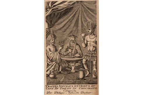 Cuando llegó a Europa en los barcos de los conquistadores españoles, esta bebida ceremonial azteca, cuyo nombre significa “agua amarga” en náhuatl, fascinó a los reyes y damas de las cortes, y puso en jaque a las autoridades católicas quienes no se ponían de acuerdo sobre si la bebida podría llegar a ser pecaminosa. La difícil producción del cacao, que exige un duro trabajo manual, propició el tráfico de mano de obra esclava para poder mantener las siembras europeas en América. (Foto: Philippe S. Dufour, “Tratado sobre el café, té y chocolate”, 1685.)