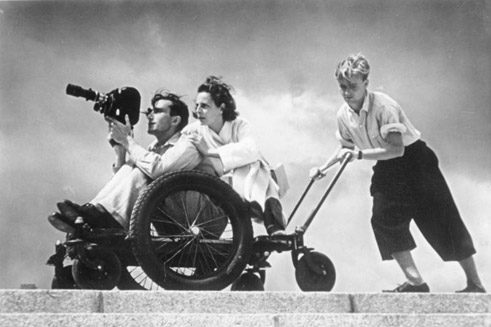 Leni Riefenstahl shooting a film