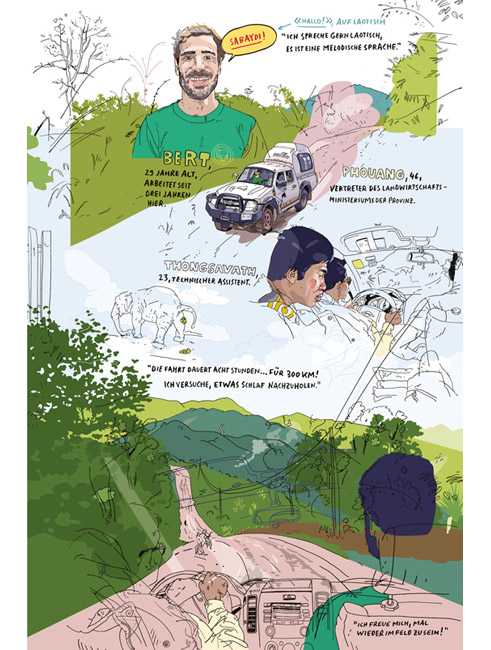 Auszug aus „Mit dem Elefantendoktor in Laos“ von Olivier Kugler