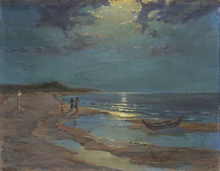 Vytautas Čiučelis (Litauen), „Nachts an der Ostsee“, Öl auf Leinwand