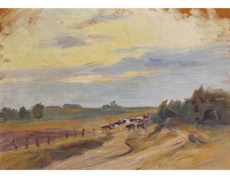 Marie Seeck (Deutschland, 1861-1935), „Ostpreussische Landschaft“, Öl auf Pappe