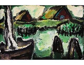 Karl Eulenstein (Deutschland, 1892-1981), „Morgenstimmung“, 1952, Tempera auf Karton