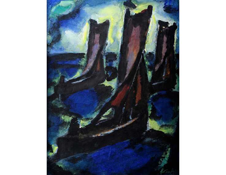 Karl Eulenstein (Deutschland, 1892-1981), „Ausfahrt“, Tempera auf Karton