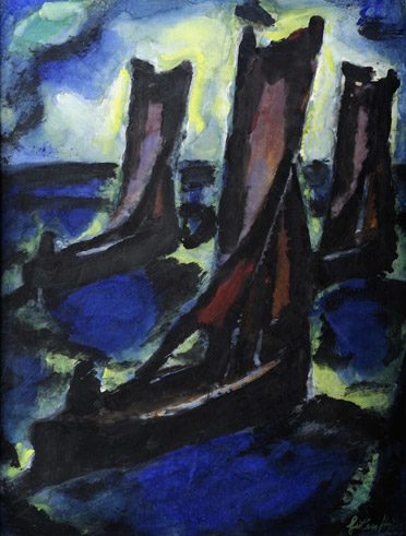 Karl Eulenstein (Deutschland, 1892-1981), „Ausfahrt“, Tempera auf Karton