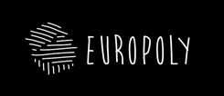 Weißer Schriftzug Europoly auf schwarzem Hintergrund
