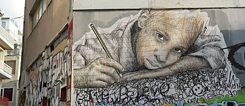 Schule als Thema der Athener Street Art
