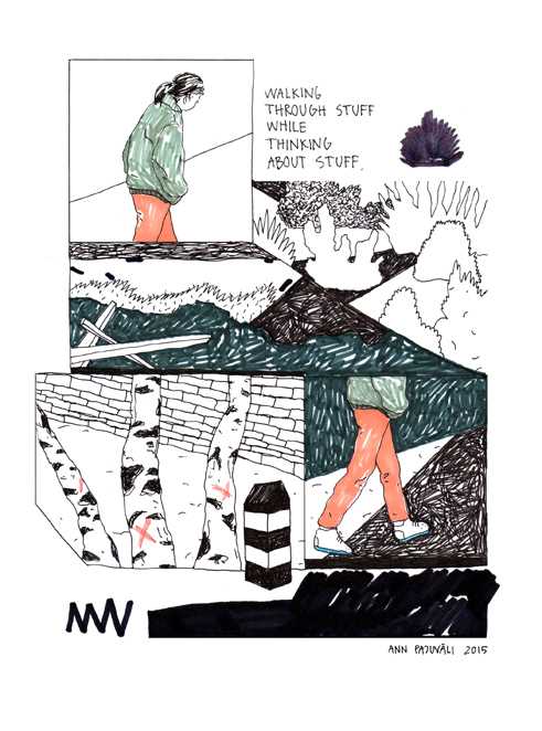 Fragment aus der Comicserie „Walking through stuff while thinking about stuff“