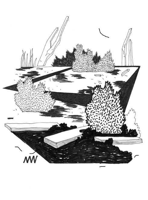 Fragment aus der Comicserie „Walking through stuff while thinking about stuff'“