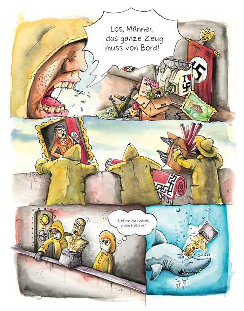 Ausschnitt aus „Jahdolf und das Großkaribische Reich” von Stephan Scheler (Text) und Nikolai Becker (Illustrationen) © Metronom Verlag 2014