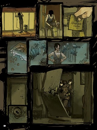 Ausschnitt aus „Steam Noir: das Kupferherz 3” von Verena Klinke (Text) und Felix Mertikat (Illustrationen) © Cross Cult 2013