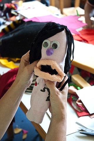 Eine fertige Sockenpuppe 