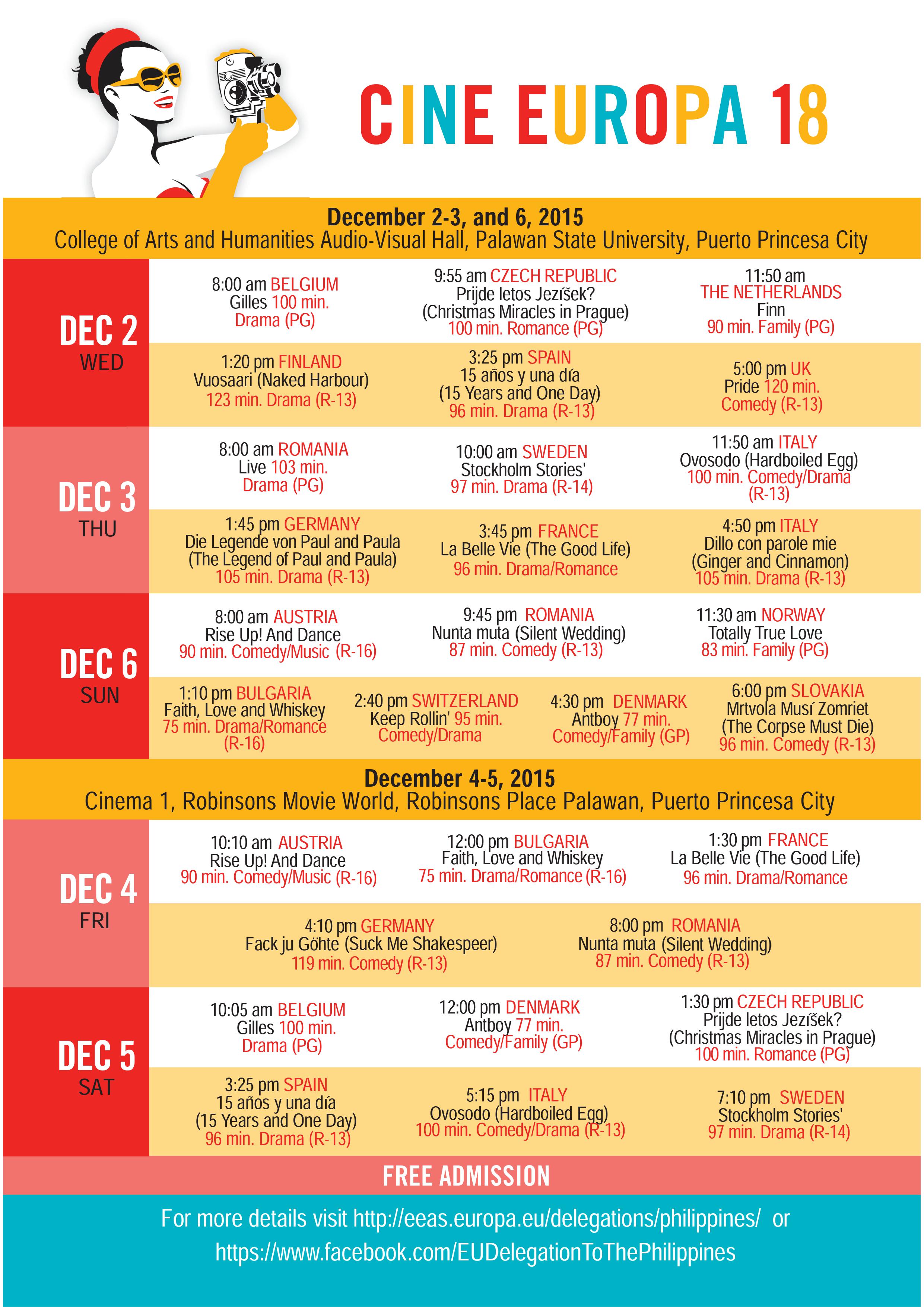 Cine Europa 18 Screening Schedule