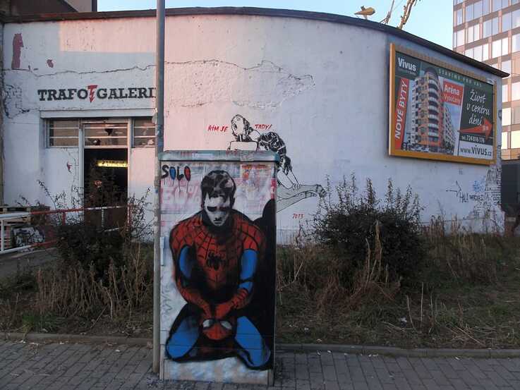 Trafo galerie s výstavou Řím je tady! Spidermana vytvořil v rámci výstavy italský streeartový výtvarník Solo