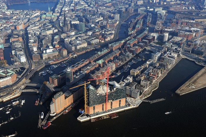 Elbphilharmonie, Luftbild von Südwest