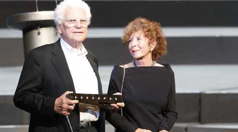 Tankred Dorst und Ursula Ehler bei der Verleihung des Faust 2012;