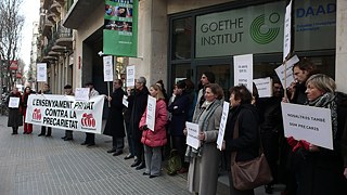 Generalstreik, unterstützt durch die Mitarbeiter des Goethe-Instituts Barcelona.