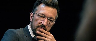 Lukas Bärfuss beim Pressegespräch am 12.3.2015 in Madrid / Foto: Goethe-Institut Madrid