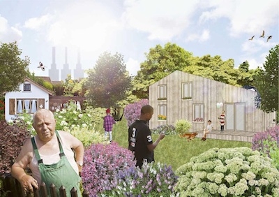 Collage Unterkunft im Schrebergarten