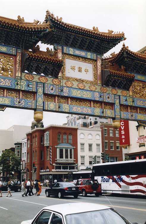 Chinese lettering on historically German-American buildings are a standard in the neighborhood today (photo 2000).