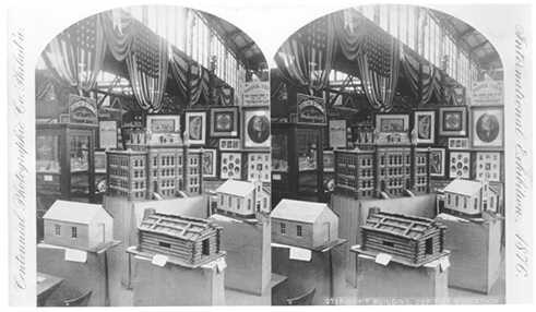 Stereoscope view of Franklin School as a model school at Philadelphia Exhibition, 1876.