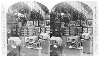 Stereoscope view of Franklin School as a model school at Philadelphia Exhibition, 1876.