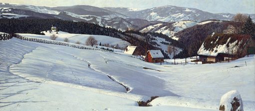 헤르만 디쉴러, 블렉포레스트에서의 겨울아침 – 장크트 메르겐에서 샤우인스란트 산을 바라본 모습, 1904, 프라이부르크 뮌스터건설협회 소장