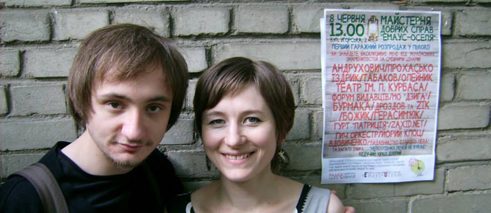 Mitherausgeber der Zeitung "Unter freiem Himmel" Marjana Sokha und Grygorij Sementschuk