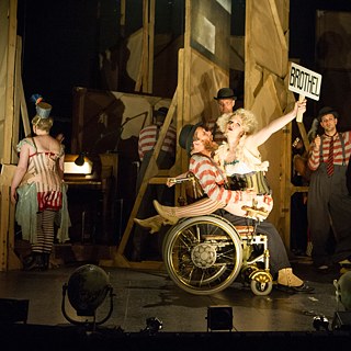 The Threepenny Opera in a new production: Jamie Beddard (Matthias) and Rebecca Brewer (Betty)