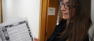 Die deutsche Praktikantin Ingrid Mrhalik las bei den Aufnahmen im Dublin City Council, April 2016