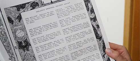 Copied page from Ireland’s Memorial Records at the recordings in Dublin City Council, April 2016