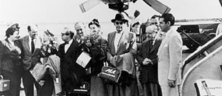 José Luis Sert, Ise Gropius, Walter Gropius, Paul Linder und Fernando Belaúnde Terry, Flughafen Jorge Chávez, Lima, 1953