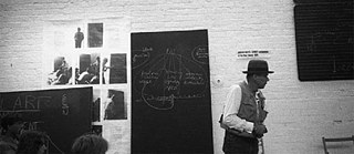 Figure 5 - Joseph Beuys giving the lecture ‘Art = Capital / Jimmy Boyle days, Alternative politics and the work of the Free International University’, at 179 Canongate, Edinburgh, 17 August to 6 September 1980. 