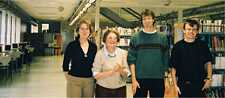 Gabriele Billoud (à gauche) à la bibliothèque de l'ENSSIB avec Ingrid Neumann, Ulrich Fügener und Wolfgang Kaiser (tous les 3 Goethe-Institut)