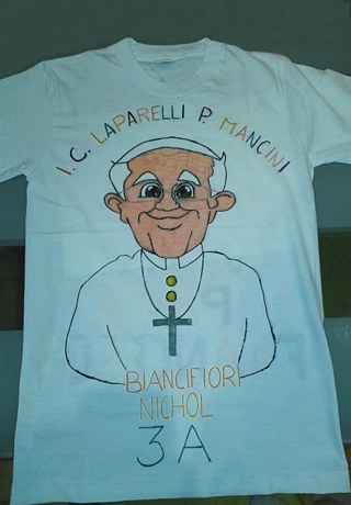 Dessin réalisé par les élèves de l’école Pietro Mancini à l’occasion de leur rencontre avec le pape François