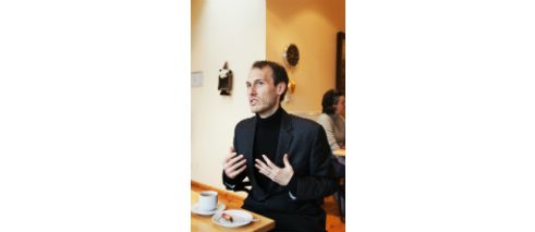 Christopher in the café