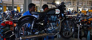 Every three minutes, a brand new Enfield leaves the conveyor belt in the Enfield factory in Chennai.
