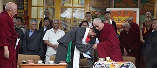 Transfer of power Tibetan style: the 14th Dalai Lama and his political successor.