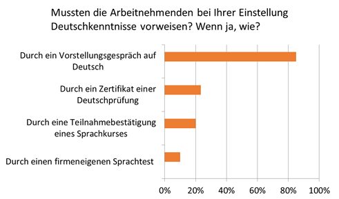 Feststellung von Deutschkenntnissen – Ergebnis aus dem Fragebogen der Arbeitnehmenden