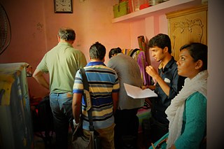 Pre-interview preparation is going on inside Geneva Camp in Dhaka