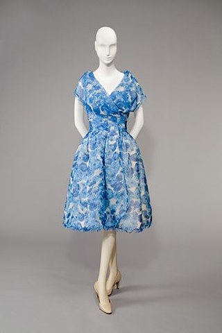 Uli Richter für S & E Modelle: Blau-weißes Cocktailkleid, 1959 