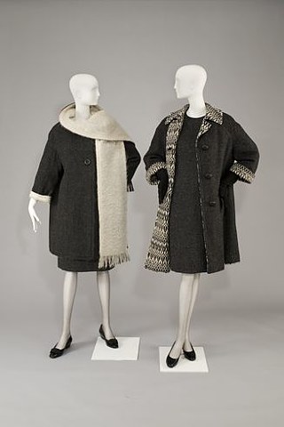 Uli Richter: Graphite-colored Doubleface Reversible Coat „Scandinavian style“ and Princess dress, 1960 