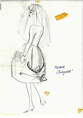 Gerd Hartung: Zeichnung eines Hochzeitskleids, 1959