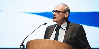Johannes Ebert, der Generalsekretär des Goethe-Instituts, sprach auf der Konferenz. 