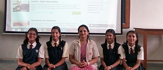 Yashashree Devdikar – here with pupils from ther Sinhgad City School in Pune – took part in the competition.