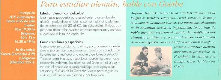Promoción de los cursos de alemán. 1996.