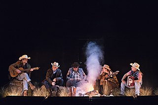 „Caspar Western Friedrich“ by Philippe Quesne at Münchner Kammerspiele, f.l.t.r.: Franz Rogowski, Johan Leysen, Peter Brombacher, Julia Riedler, Stefan Merki