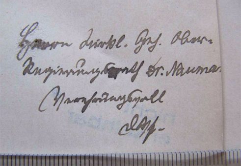 Provenienzhinweis: J / 297 (Naumann, Otto), Von Hand: Widmung: Allgemein; 'Herrn wirkl. Geh. Ober-Regierungsrath Dr. Nauman[n] Hochachtungsvoll [...]'.