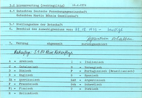 Übersetzungauftrag (Rückseite): Günter Herburger „Die Eroberung der Zitadelle“